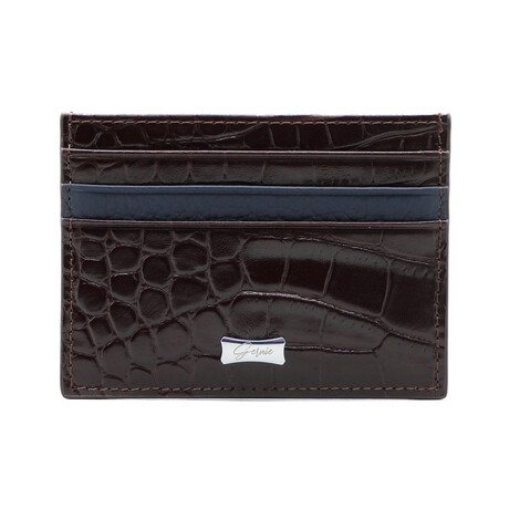Genuine Croc Leather Slim Card Case // Mahogany (44)