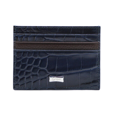 Genuine Gator Leather Slim Card Case // Navy