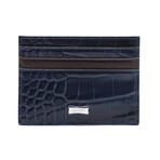 Genuine Gator Leather Slim Card Case // Navy