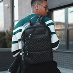52's Luxury Quilted Garda Leather Backpack // Black
