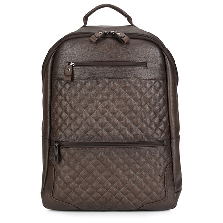 52's Luxury Quilted Garda Leather Backpack // Brown (44)