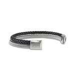 Men's Genuine Leather Selma Bracelet // Black + Silver (US: 8)