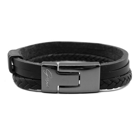 Men's // Premium Leather 3-Strap Montebello Bracelet // Black (M)