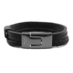 Men's // Premium Leather 3-Strap Montebello Bracelet // Black (L)