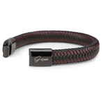 Men's Genuine Braided Leather Berkeley Bracelet // Espresso + Black (US: 8.5)