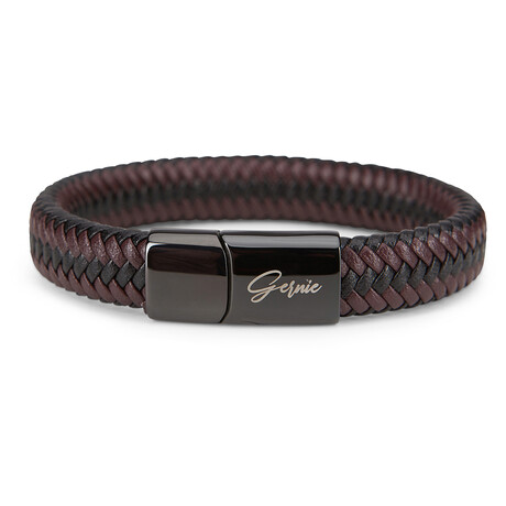 Men's Genuine Braided Leather Berkeley Bracelet // Espresso + Black (US: 8)