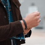 Men's Genuine Braided Leather Berkeley Bracelet // Espresso + Black (US: 8)