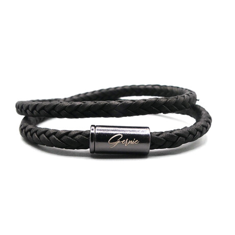 Men's // Pomona Braided Premium Leather Wrap Bracelet // Black (M)