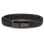 Men's Genuine Braided Leather Berkeley Bracelet // Black (US: 8.5)