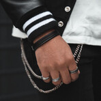 Men's // Premium Leather 3-Strap Montebello Bracelet // Black (L)