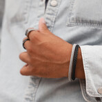 Men's Genuine Leather Selma Bracelet // Black + Silver (US: 8)