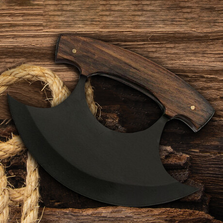 5.5" BLACK PINE ULU Knife With Leather Sheath