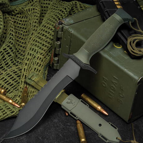 12" Green Combat Knife // Sheath