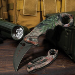 5" CAMO KARAMBIT // Survival Pocket Knife // Glass Breaker And Pocket Clip