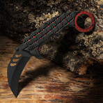 5" RED SHRUB KARAMBIT // Survival Pocket Knife // Pocket Clip