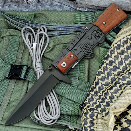 4.5" WOOD AK47 STYLE // Pocket Knife // Back Clip