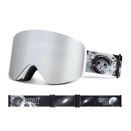 Polarized Ski Goggles // Silver // Astronaut Cat