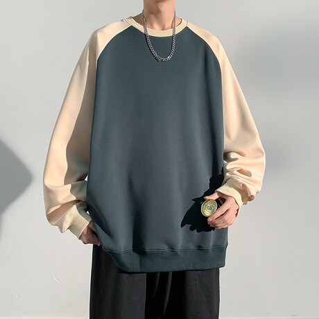 Blocked Sweatshirt // Dark Green (XS)