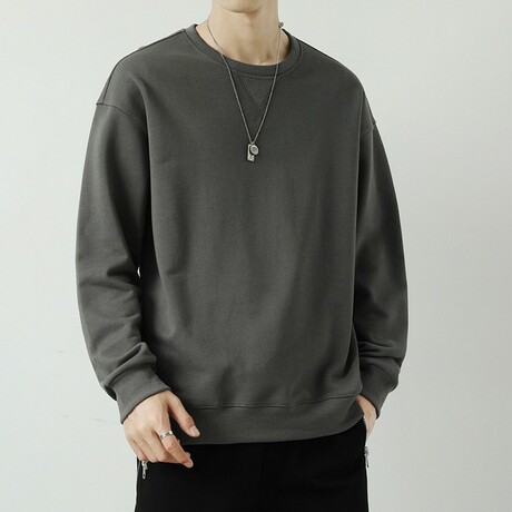 Solid Sweatshirt Chest Detail // Gray (XS)