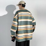 Striped Sweatshirt // Army Green (L)