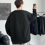 Solid Sweatshirt Chest Detail // Black (M)