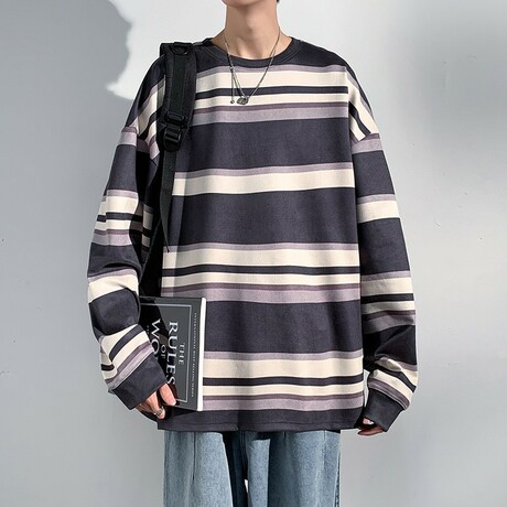 Striped Sweatshirt // Purple (XS)