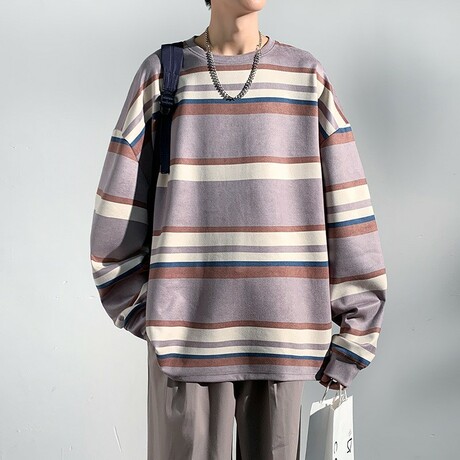 Striped Sweatshirt // Light Purple (XS)