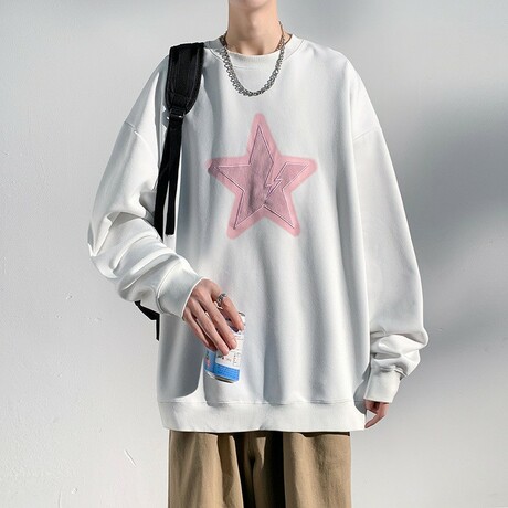 Star Print Sweatshirt // White (XS)