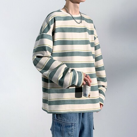 Striped Sweatshirt // Green (XS)