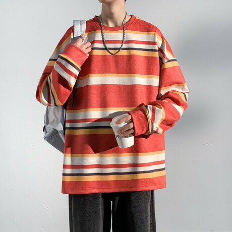 Striped Sweatshirt // Red (XS)