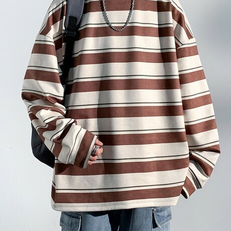 Striped Sweatshirt // Coffee (XS)