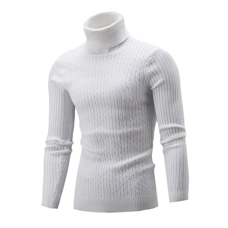 Turtle Neck Sweater // White (XS)