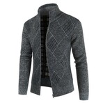 Zip Up Cardigan Diamond Pattern // Dark Gray (XS)