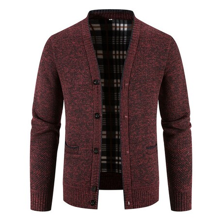 V-Neck Button Up Cardigan // Burgundy (XS)