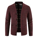 V-Neck Button Up Cardigan // Burgundy (XL)