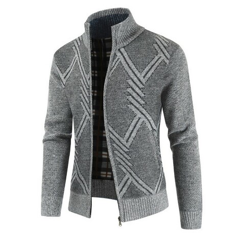Zip Up Cardigan Cable Knit // Light Gray (XS)