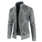 Zip Up Cardigan Cable Knit // Light Gray (M)