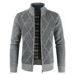 Zip Up Cardigan Diamond Pattern // Light Gray (L)