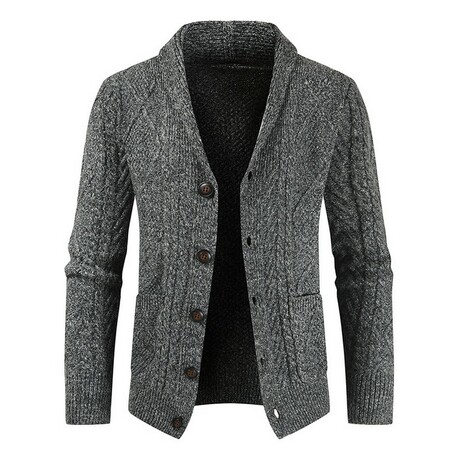 Button Up Cardigan Cable Knit  // Gray (XS)