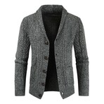 Button Up Cardigan Cable Knit  // Gray (XL)