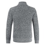 Zip Up Cardigan Cable Knit // Light Gray (M)