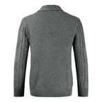 Button Up Cardigan Cable Knit  // Gray (XL)