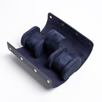 Premium Leather Luxury Travel Watch Roll // Navy Blue