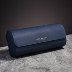 Premium Leather Luxury Travel Watch Roll // Navy Blue