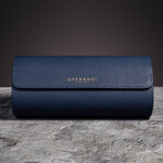 Premium Leather Luxury Travel Watch Roll // Navy Blue