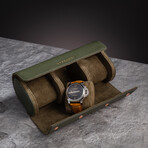 Premium Leather Luxury Travel Watch Roll // Green