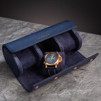 Premium Leather Luxury Travel Watch Roll // Navy Blue