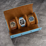 Premium Leather Luxury Travel Watch Roll // Light Blue