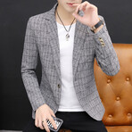 Men's Suit Blazer Checkered Jacket // Light Gray (XL)