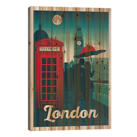 London England Travel Poster by Olahoop Travel Posters (26"H x 18"W x 1.5"D)